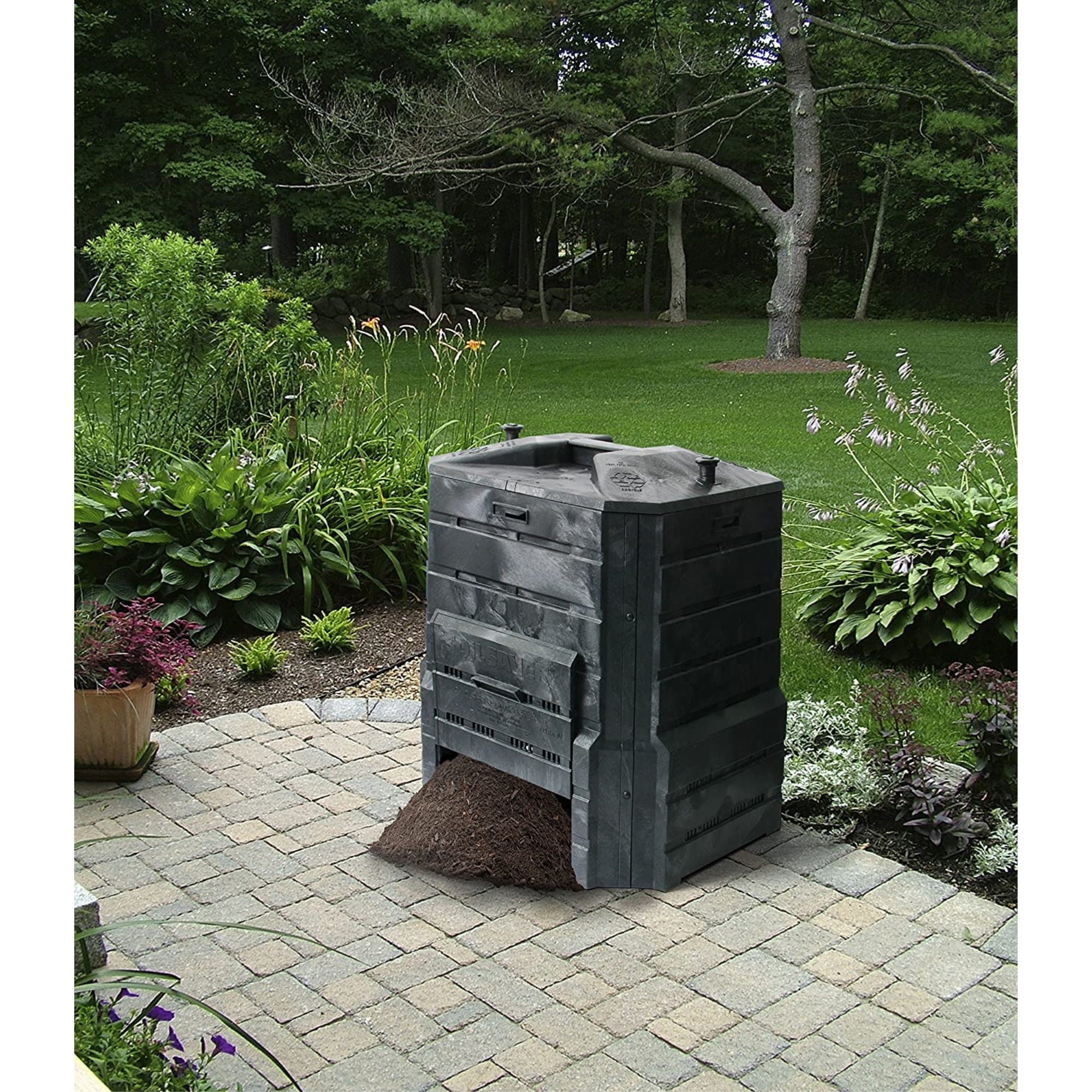 Algreen Products 89 gal. Black Plastic Kitchen Composting Bin