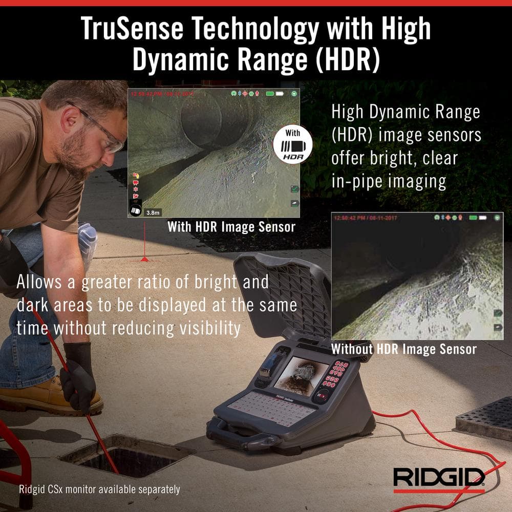 RIDGID SeeSnake Mini Sewer/Drain/Pipe Inspection Camera Reel (200 ft. Cable for 1-1/2 in.- 8 in. Lines), TruSense Technology 63628