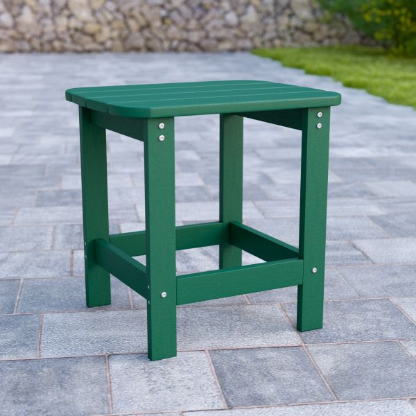 Charlestown All-Weather Poly Resin Wood Commercial Grade Adirondack Side Table in Green