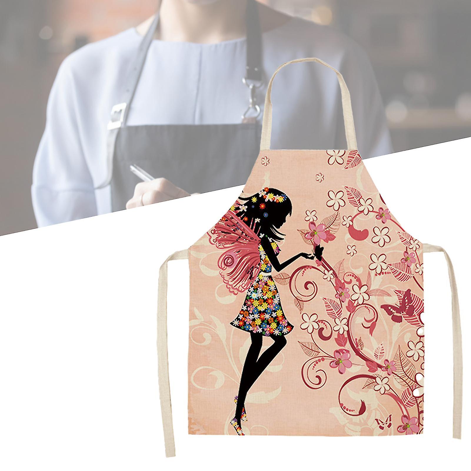 Miman Kitchen Apron 3d Cartoon Fairy Colorful Flax Water-proof Cooking Apron For Home