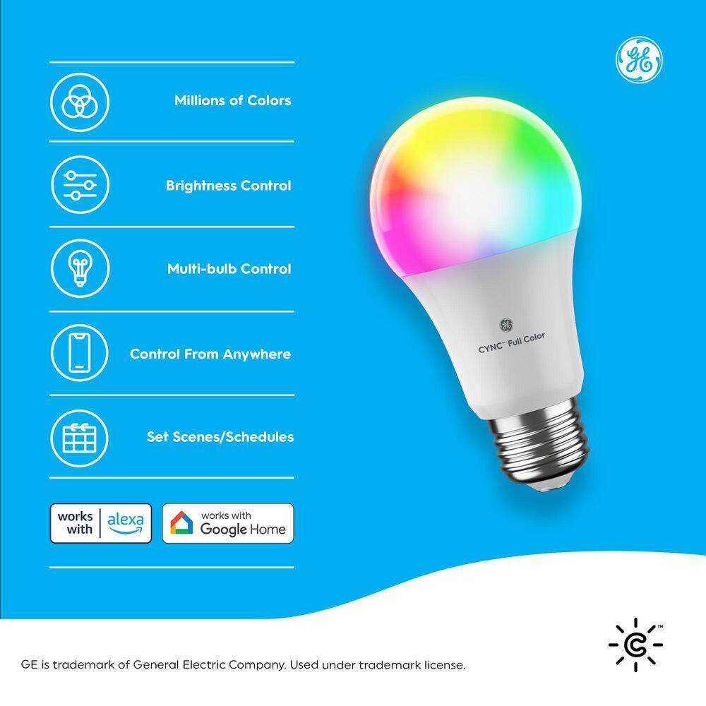 Cync 60-Watt EQ A19 Full Color Dimmable Smart LED Light Bulb 93128981