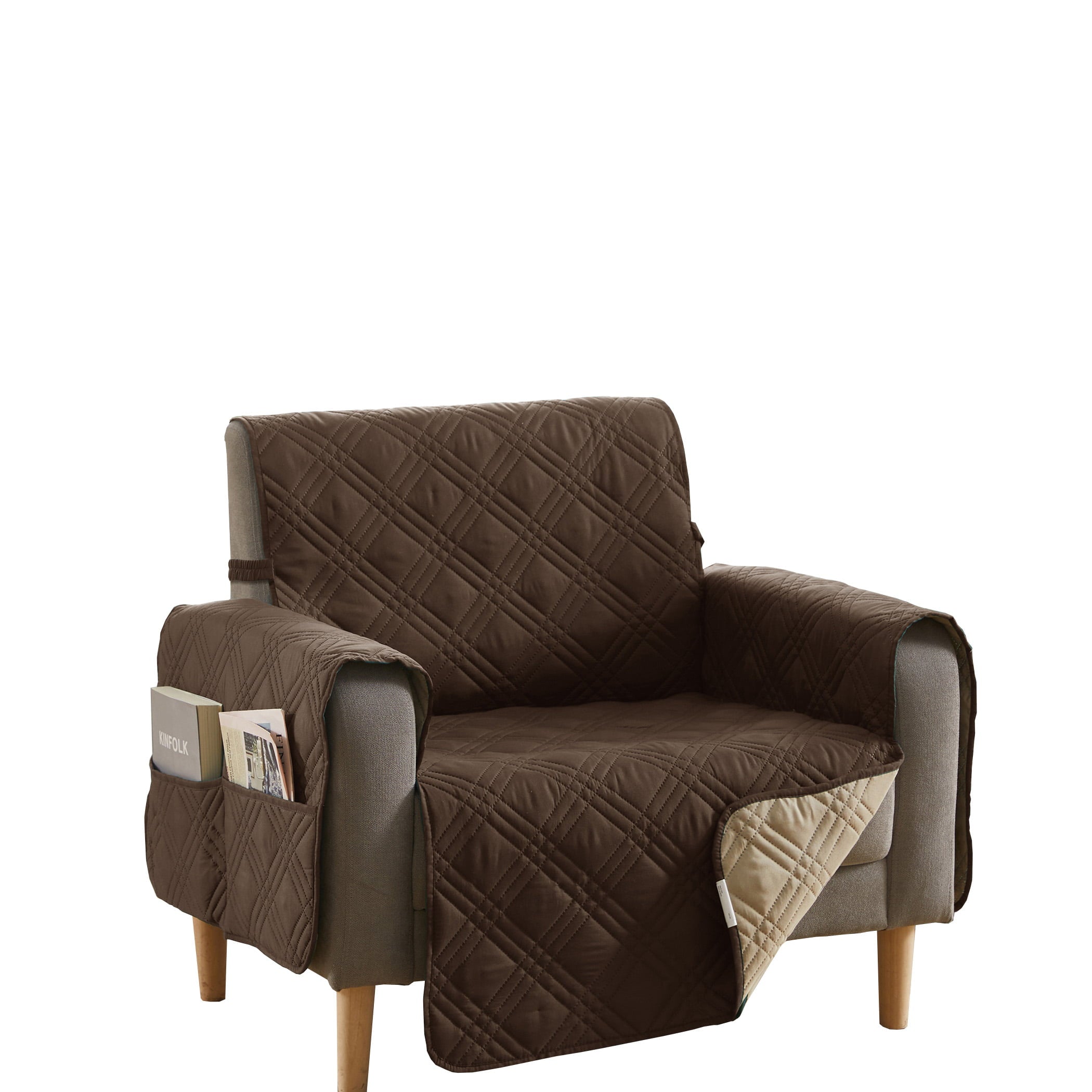 Teflon Newfield Reversible Chair Cover， Chocolate Tan