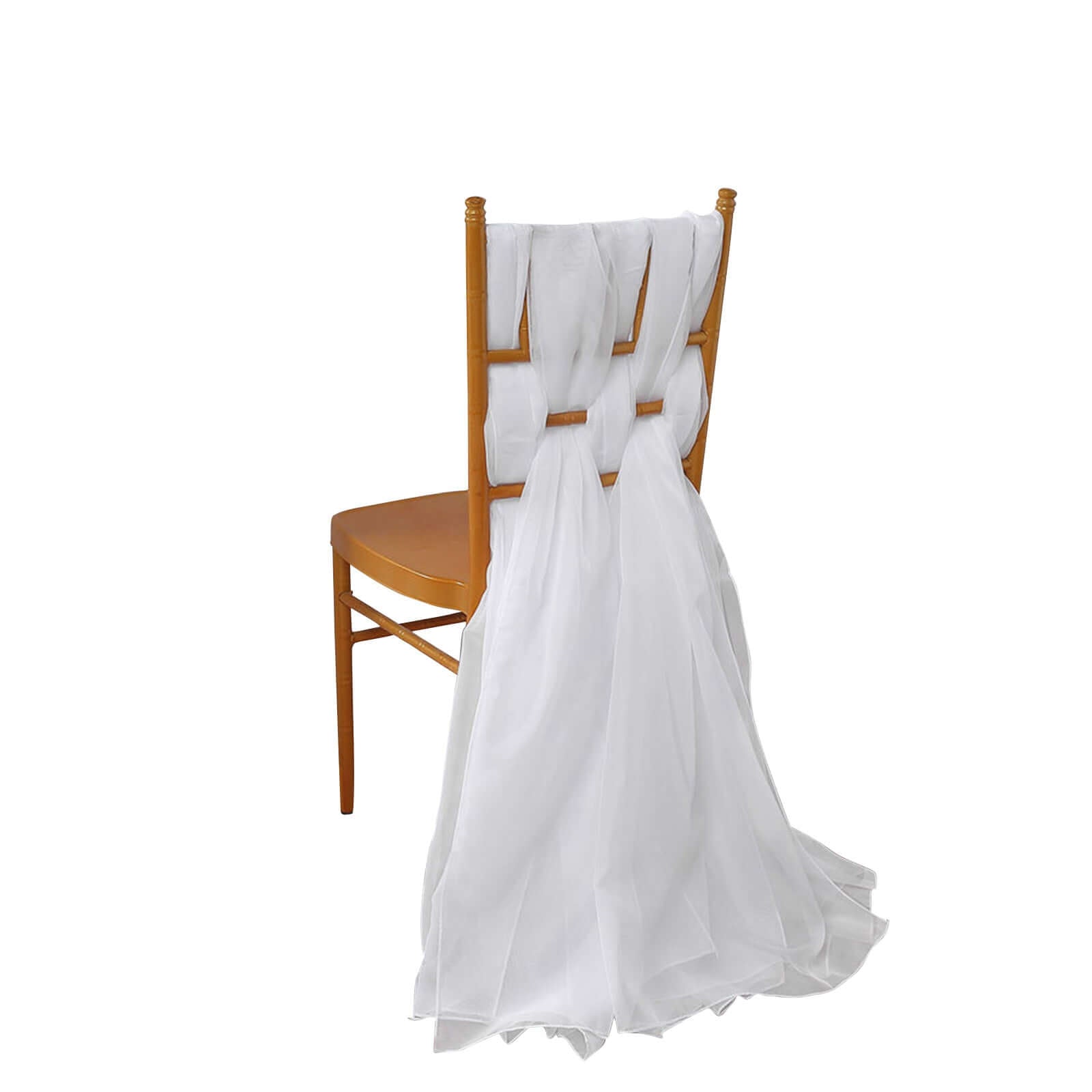 5 Pack White DIY Premium Designer Chiffon Chair Sashes 22