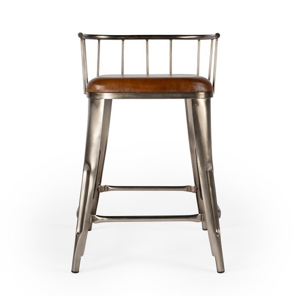 Butler Coriander Iron and Leather Counter Stool