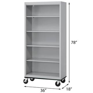 Sandusky Metal 5-shelf Cart Bookcase with Adjustable Shelves in Dove Gray (78 in.) BM40361872-05