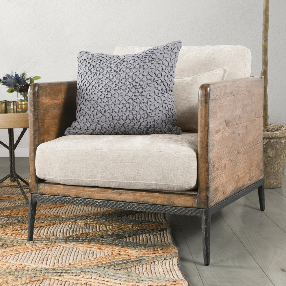 Renfrow Accent Chair by Kosas Home  Ivory/Brown   Industrial   Armchairs And Accent Chairs   by Kosas  Houzz