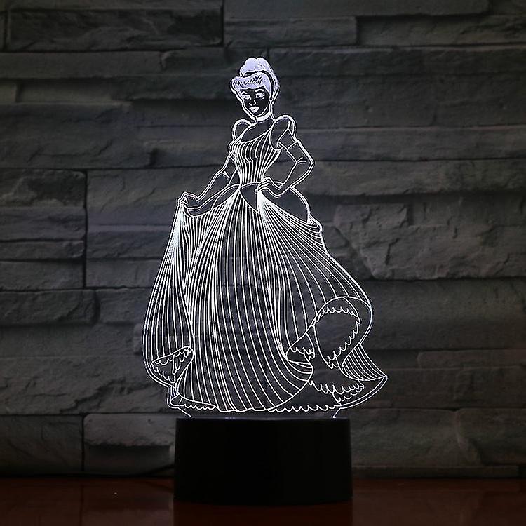 Princess Fairy Tale Cinderella Kids Bedroom Anime Table Lamp 3d Led Night Light