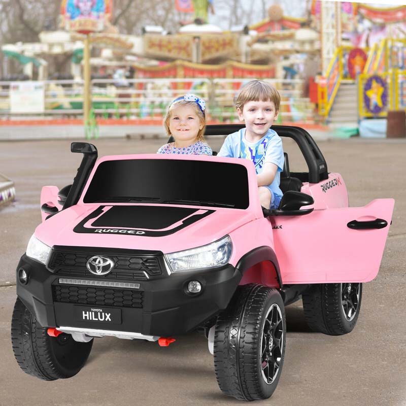 Licensed Toyota Hilux 2-Seater Kids Ride on Car 4WD 2x12V Battery Powered Riding Toy Truck with Remote