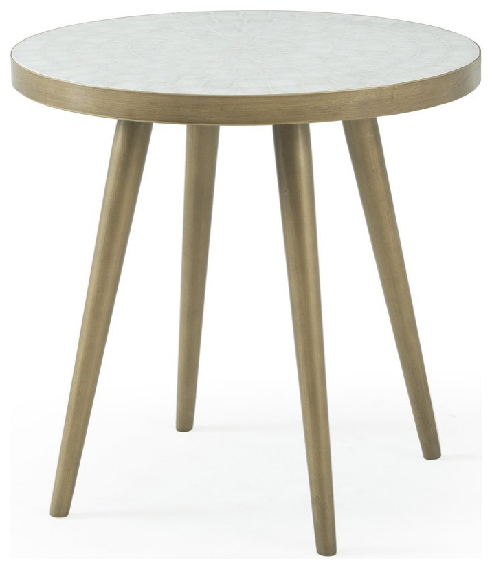 Whitе Marblе Gold Mеtal Kеmira End Tablе   Midcentury   Side Tables And End Tables   by Sideboards and Things  Houzz