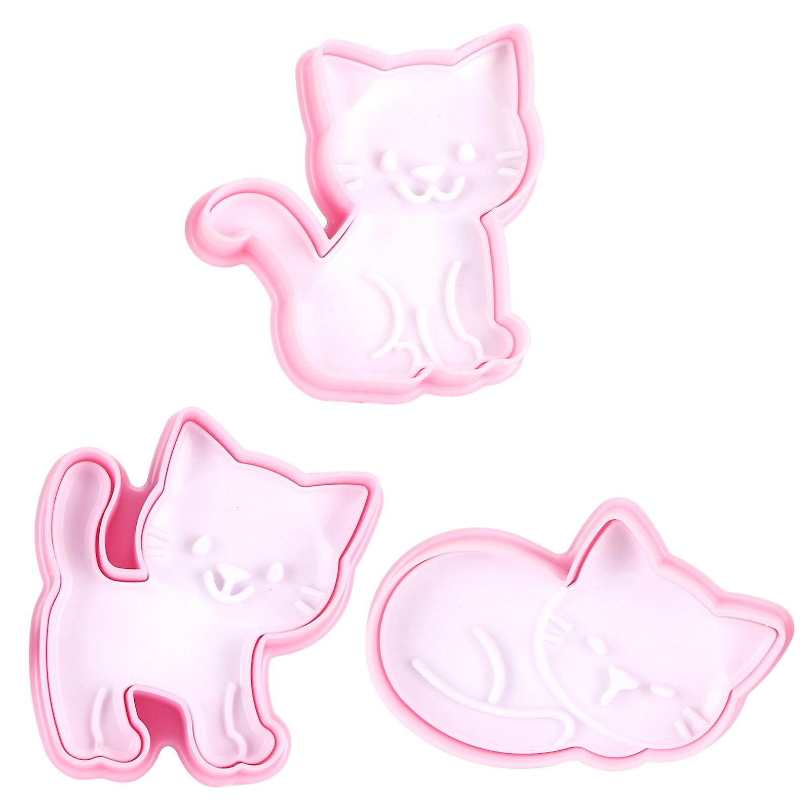 3pcs Cartoon Cat Shaped Cookies Molds DIY Baking Biscuit Mold Set Baking Accessory