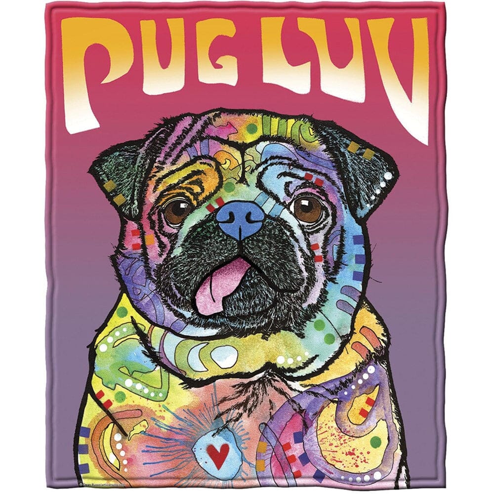 Pug Luv Super Soft Plush Fleece Throw Blanket by Dean Russo