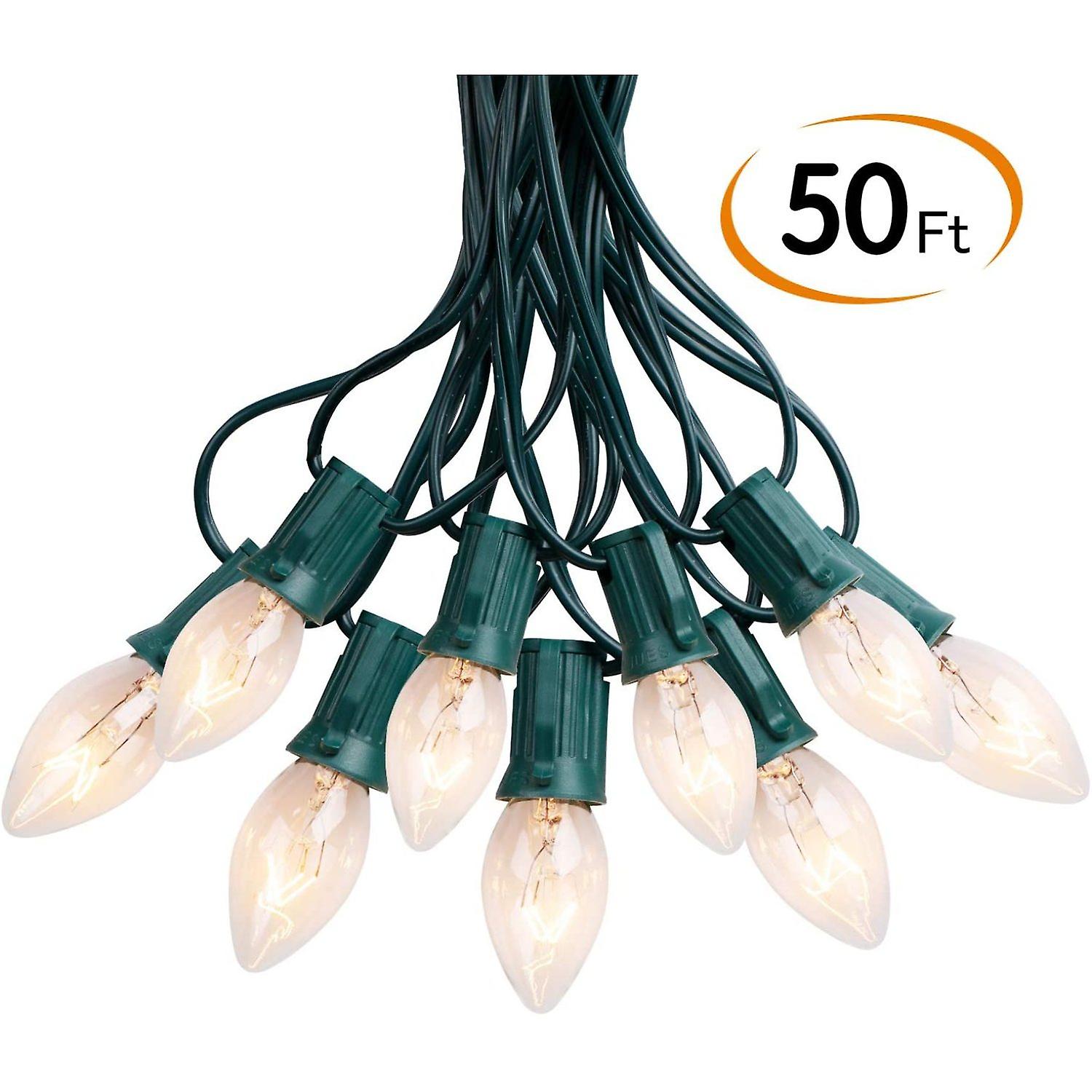 Vintage C9 Christmas Lights Outdoor， 50 Ft C9 String Lights For Christmas Decorations Holiday Party Indoor Room Outdoor Roofline Backyard Garden Patio