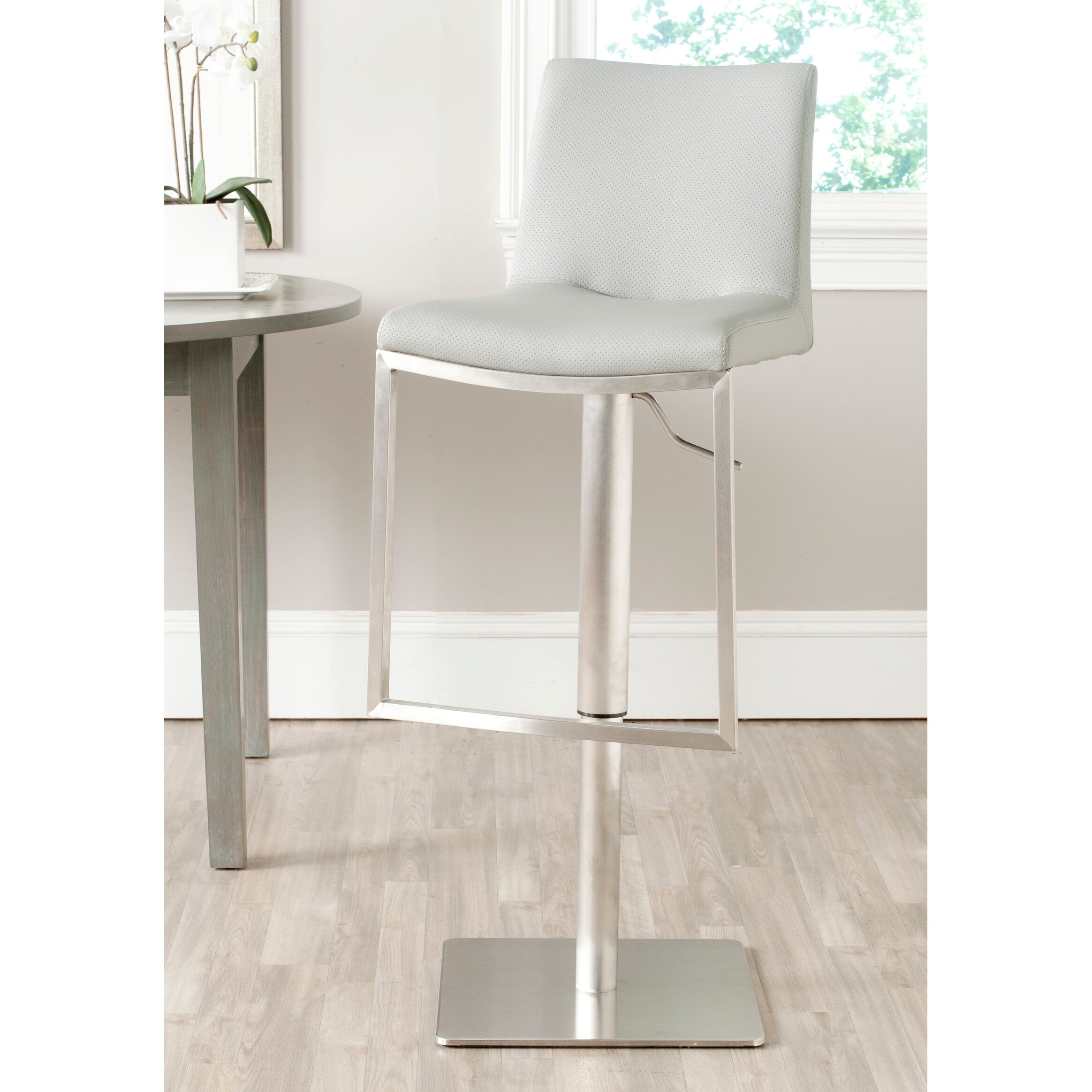 SAFAVIEH 22-31.9-inch Ember Grey Leather Adjustable Swivel Bar Stool - 17.7