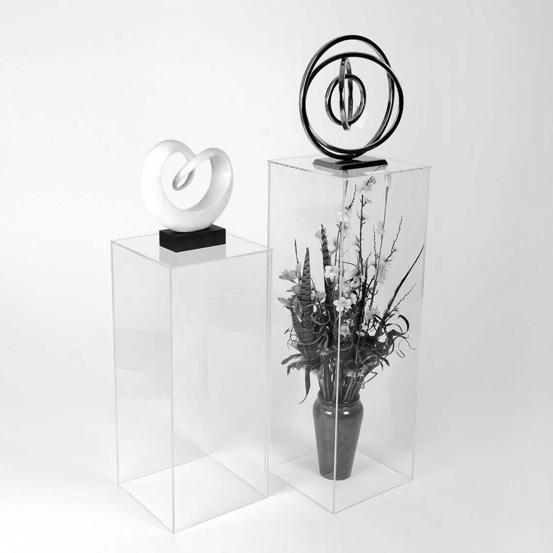 Set of 5 Clear Acrylic Pedestal Risers, Transparent Display Boxes with Interchangeable Lid and Base 12