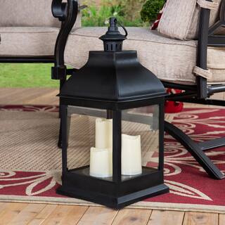 Sunjoy Osborne 20 in. Classic Black Outdoor Battery Powered Lantern D201007407