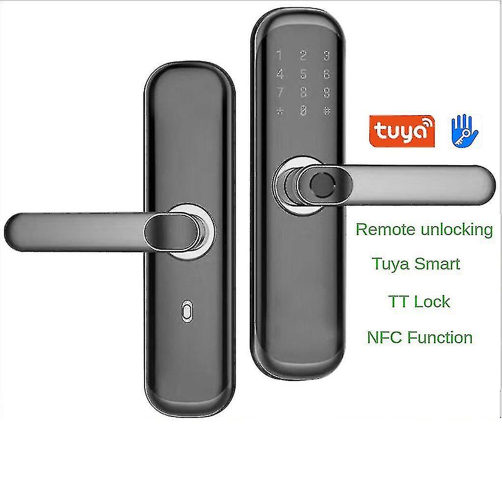 Tuya Smart Tt Lock With One Grip To Open The Door Fingerprint Password Swipe Card Bluetooth Wooden Door Electronic Integrated