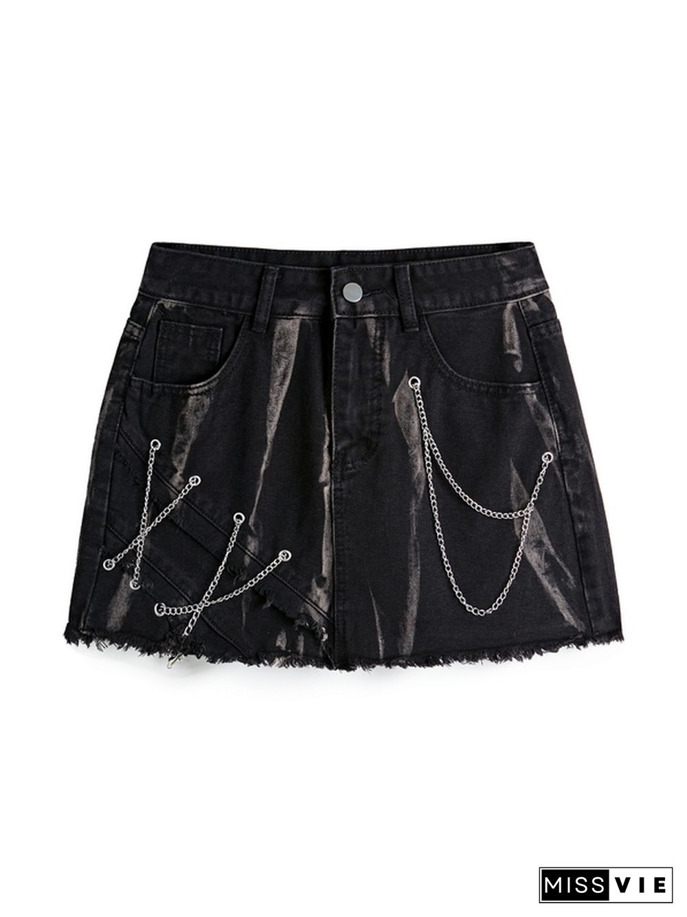 Tie Dye Chain Eyelet Decor Mini Skirt