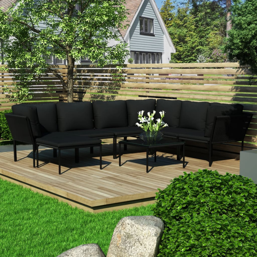 vidaXL Patio Lounge Set Patio Furniture Set Table and Chair 6 Piece Black PVC   Tropical   Outdoor Sofas   by vidaXL LLC  Houzz