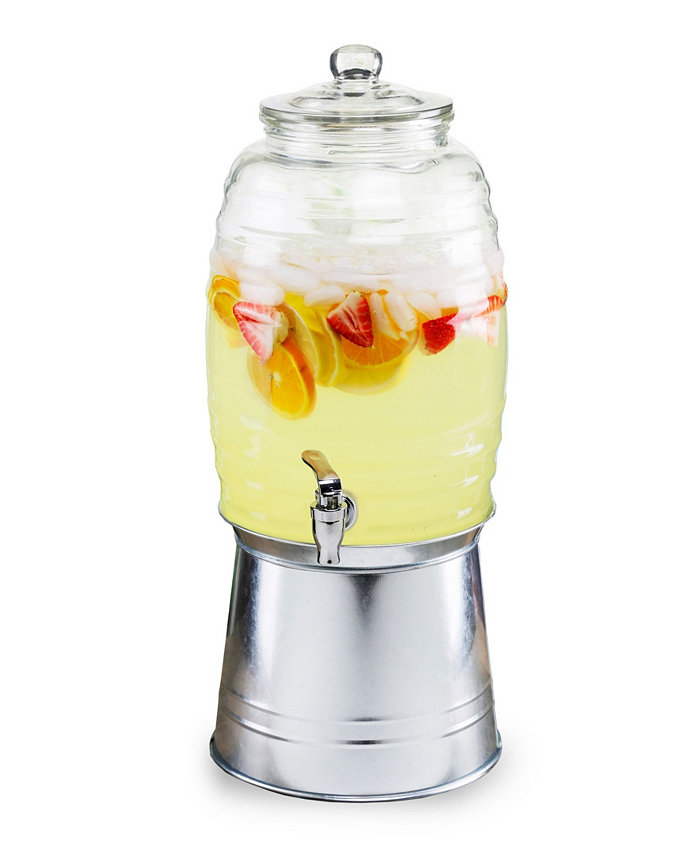 Style Setter Oak Grove 2.5 Gallon Dispenser with Glass Lid and Galvanized Base