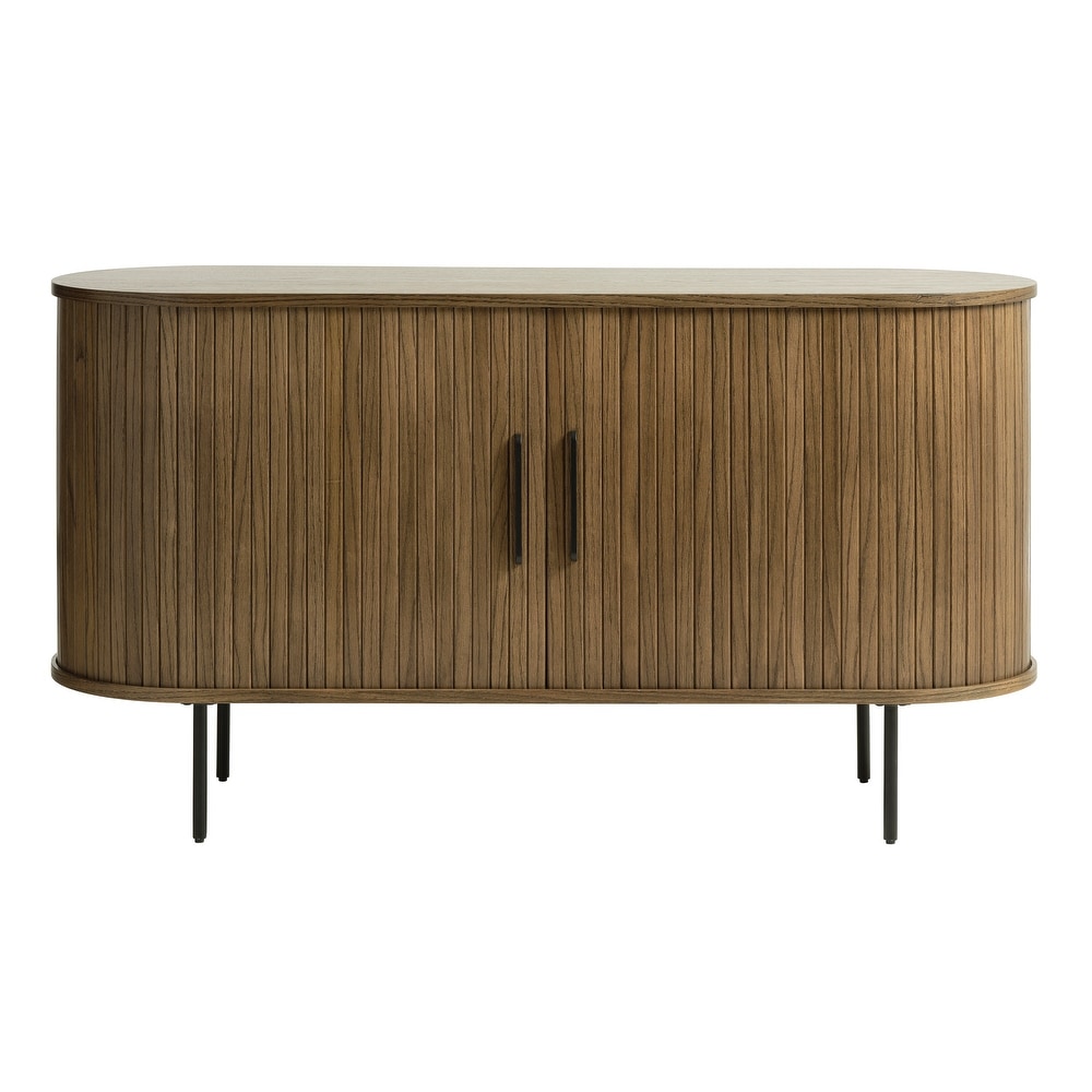 Rye Studio Nicola Mid Century Modern Rounded Sliding Door Sideboard 55\