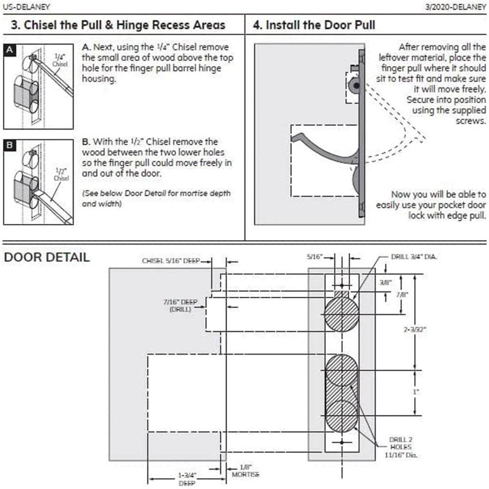 DELANEY HARDWARE Contemporary Square Black Entry Door Sliding Pocket Door Lock 370004