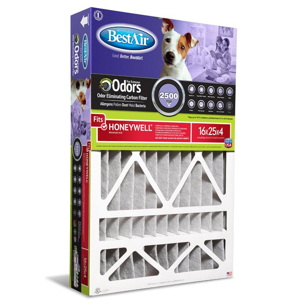 BestAir 16 x 25 x 4 Honeywell FPR 7 Carbon Air Cleaner Filter PFHW1625-11CR