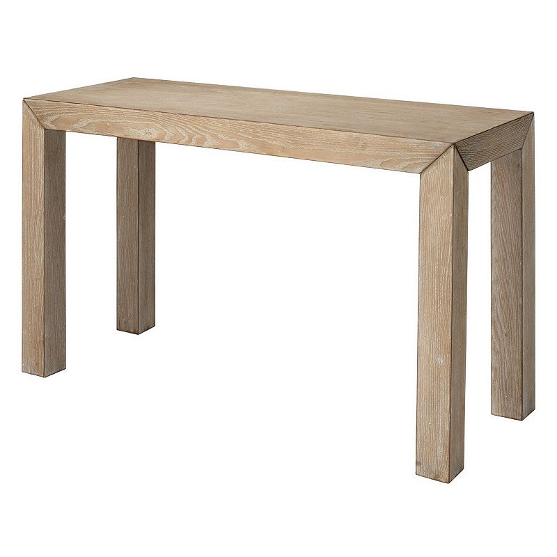 Table with Wooden Block Legs and Grain Details， Brown