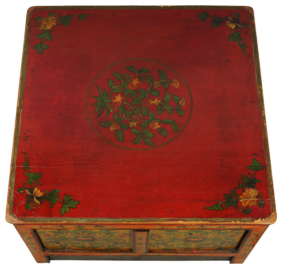 Consigned  Antique Tibetan Painted Square Coffee Table   Asian   Coffee Tables   by Golden Treasures Antiques and Collectibles Inc  Houzz