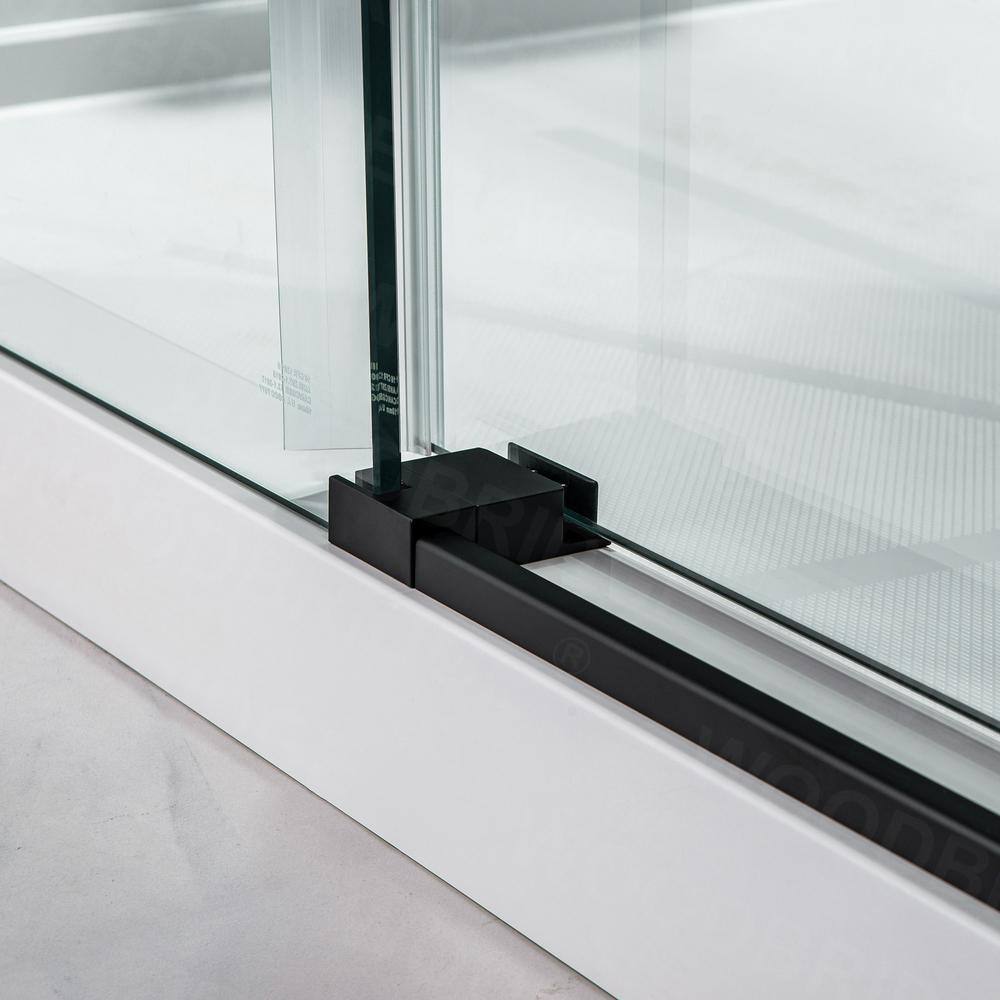 WOODBRIDGE Austin 44 in. to 48 in. x 76 in. Frameless Sliding Shower Door with Shatter Retention Glass in Matte Black Finish MSDC4876-MBL