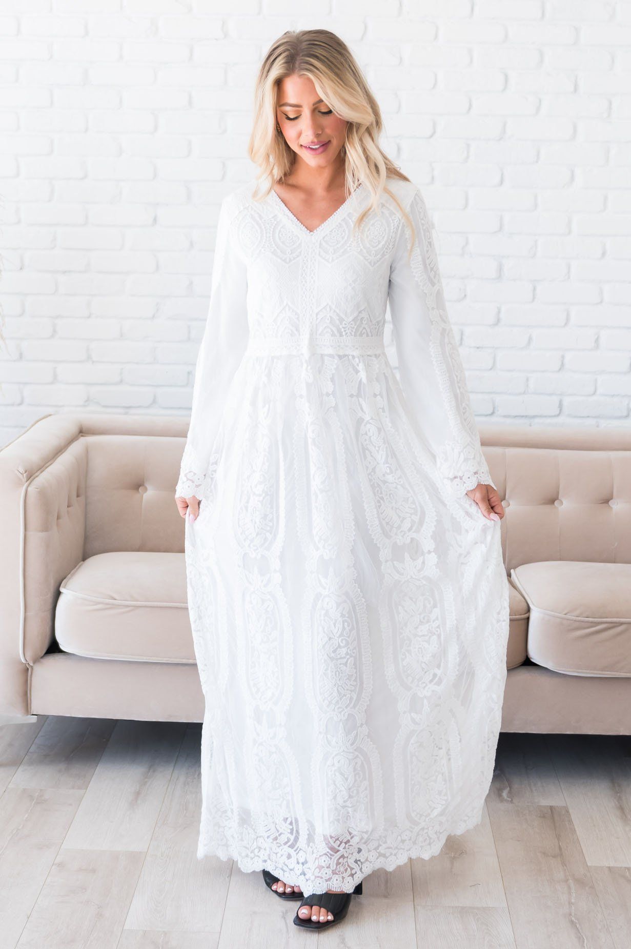 The White Modest Temple Dress