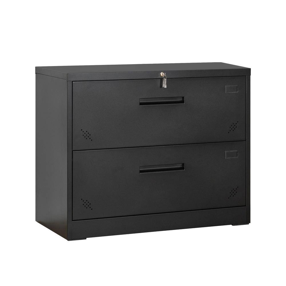 Modern Black 2-Drawer Lateral Filing Cabinet for LegalLetter A4 Size HI25262859