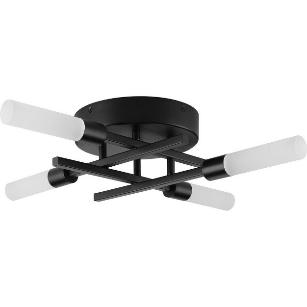 Progress Lighting Quadrant 4 light Led Matte Black Flush Mount Ceiling Light With Frosted Glass Shades