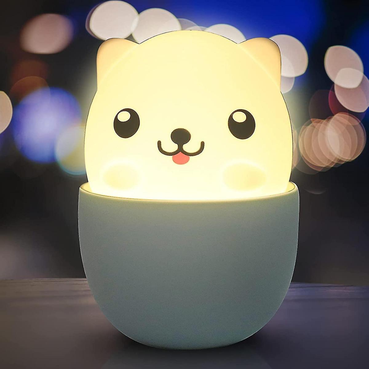 Led Dog Night Light， Adjustable Brightness Touch Control，rechargeable Silicone Lamp， Kid's Night Light For Bedroom， Energy Saving Bedside Lamp