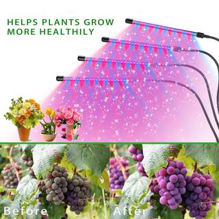 Homevenus 4-Heads Full Spectrum Clamp LED Grow Lights For Indoor Plants in Red and Blue Color Changing Light GLC04