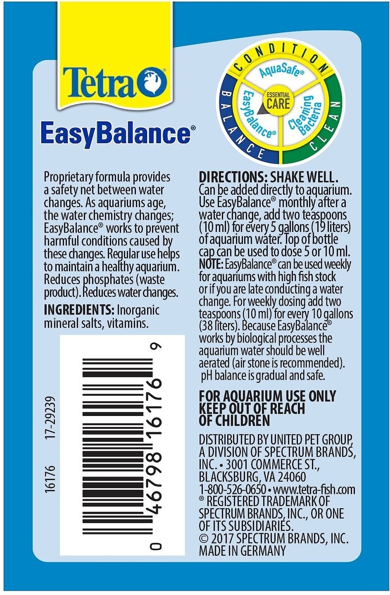 Tetra Easy Balance Aquarium Water Conditioner， 3.38-oz bottle