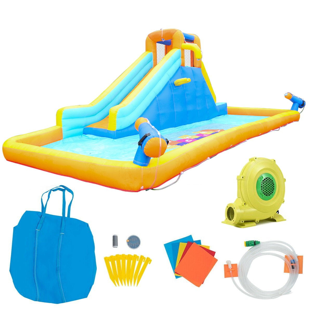 Dcenta Inflatable Water Slide Kids House With Blower