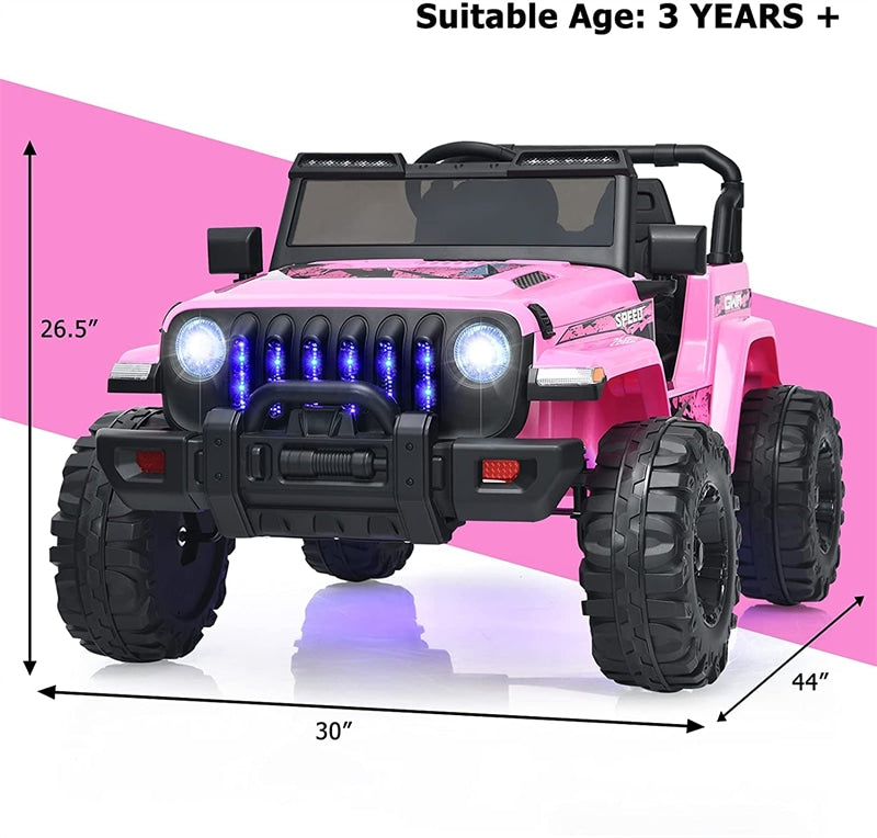 Kids Ride on Jeep Truck 12V Battery Powered Electric Riding Toy Car with 2.4G Remote Control