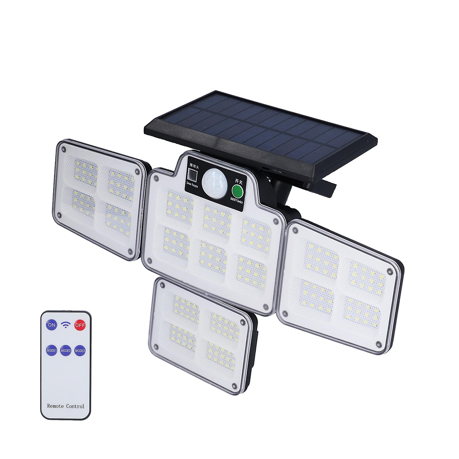 Led Solar Lights Outdoor 4 Adjustable Heads Motion Sensor Light 450lm 3 Modes Wide Angle Wall Light For Garden Pathway