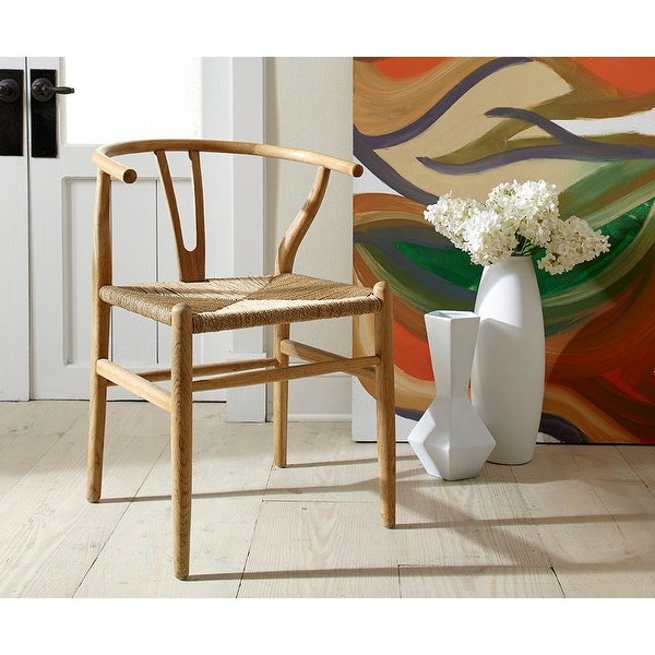 Wish-bone Mid-Century Modern Steam Bent Oak Side Dining Chair