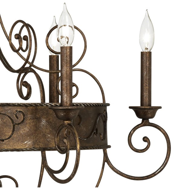 Wide Rustic Farmhouse Candle Sleeves 6 light Fixture For Dining Room House Kitchen Island Entryway