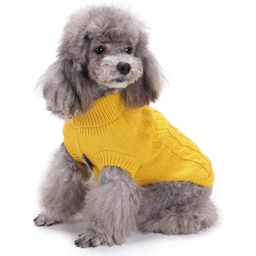 Jecikelon Small Dog Sweaters Knitted Pet Cat Sweater Warm Dog Sweatshirt Dog Winter Clothes Kitten Puppy Sweater (Yellow， Small）