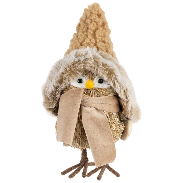 Woodland Bird in Winter Hat Christmas Figurine