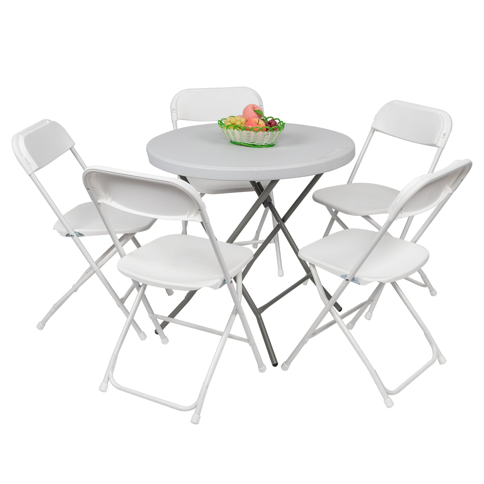 Zimtown 10-Pack Folding Chairs White Stackable Wedding Party Event Chair With Plastic Seat and Back