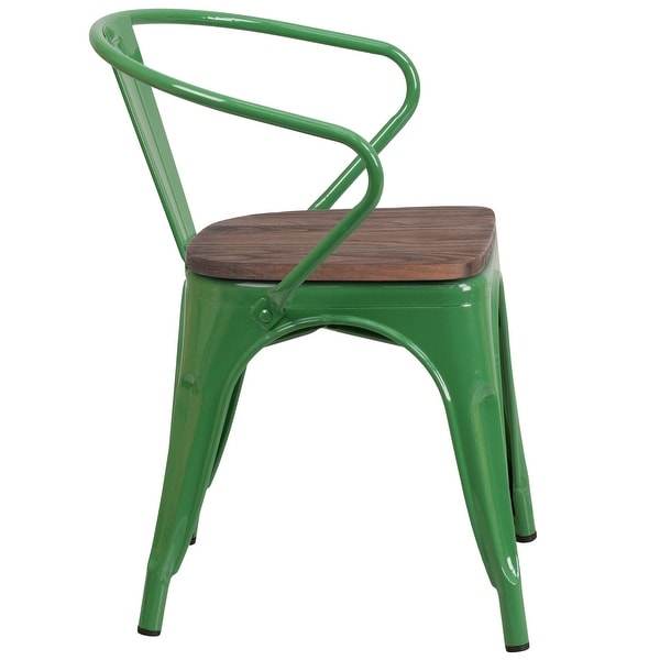 Metal Chair with Wood Seat and Arms