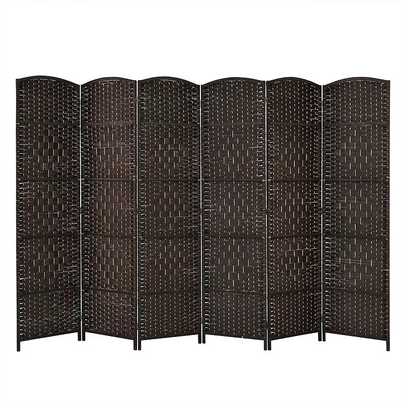 6Ft 6-Panel Weave Folding Fiber Room Divider Screen