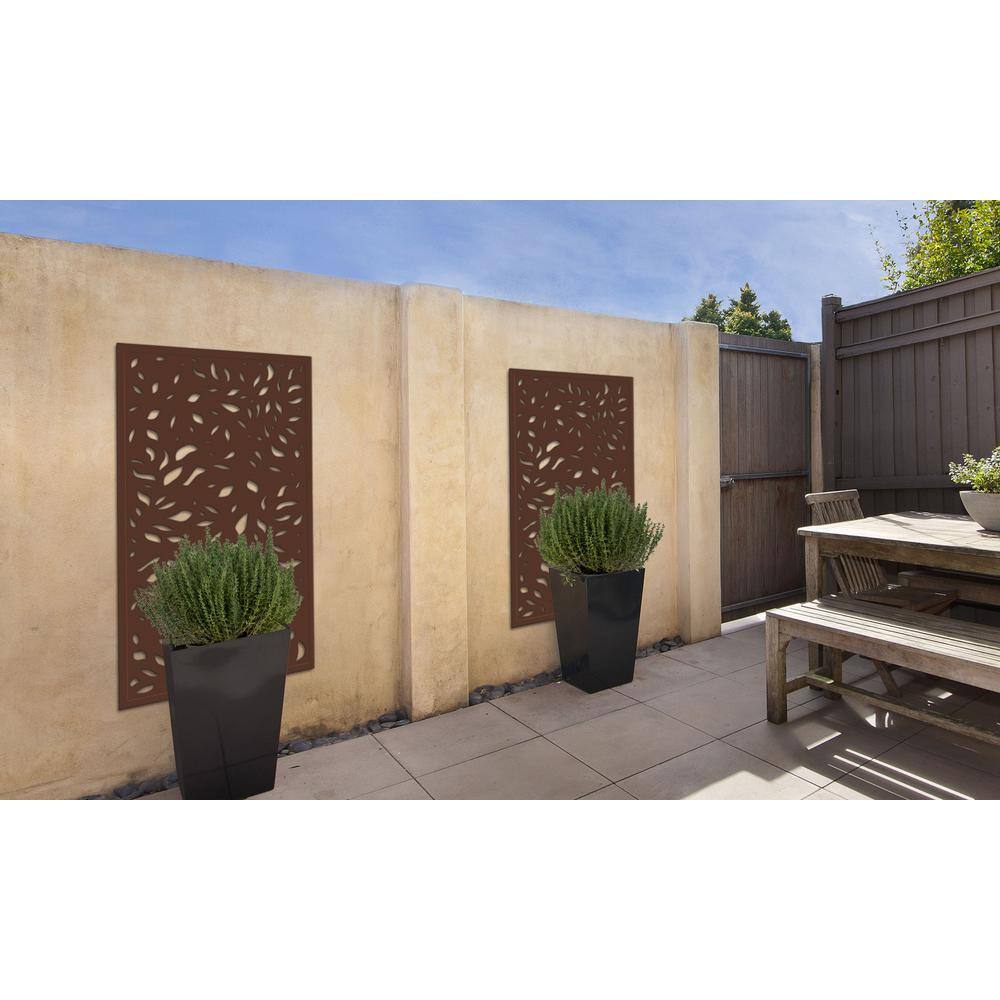 Modinex 5 ft. x 3 ft. Framed Espresso Brown Decorative Composite Fence Panel featured in The Leaf Design USAMOD3EF