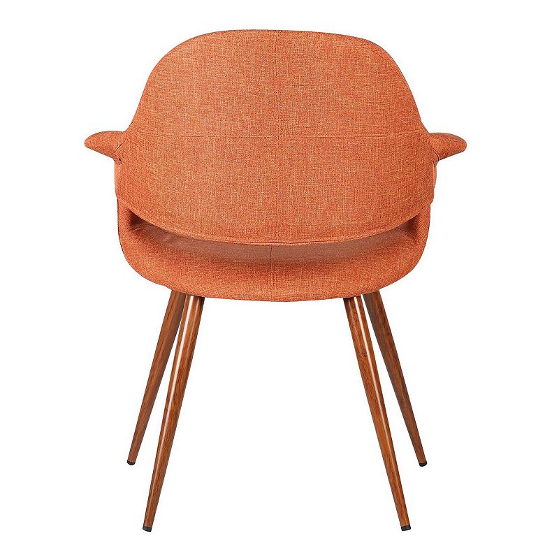 Fabric Mid Century Dining Chair with Round Tapered Legs， Orange and Brown