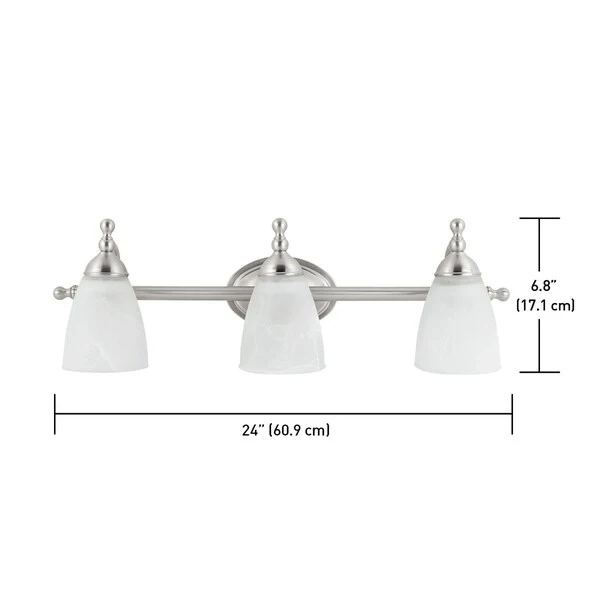 Diana 3-Light Exclusive Satin Nickel and Alabaster Vanity