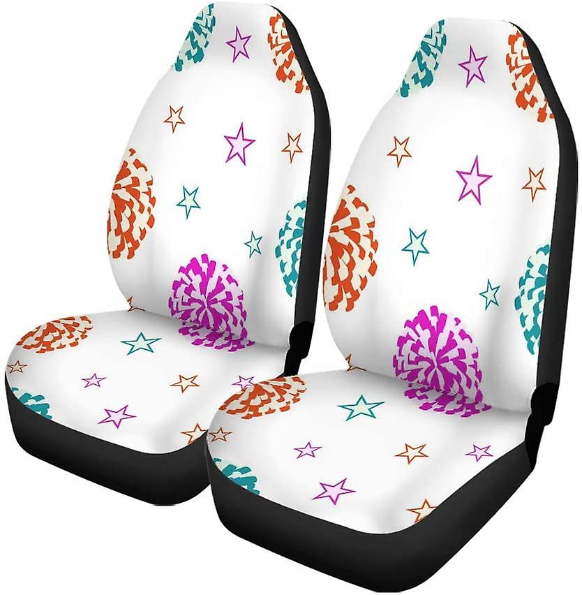 Set Of 2 Car Seat Covers Fireworks Universal Auto Front Seats Protector Fits For Car，suv Sedan，truck