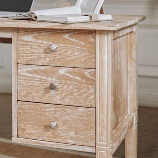 Homy Casa Sydni 45.3 in. Retangle Natural Wood 3 Drawer Writing Desk SYDNI